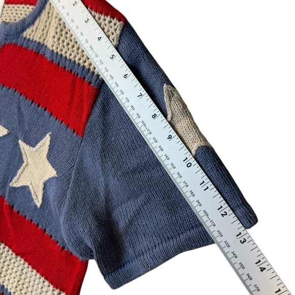 VINTAGE Y2K Americana Crochet American Flag 4th of July Shirt Womens Size Medium - Picture 5 of 6